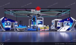 大型科技中国联通展位展台设计