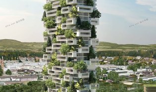 现代高层高建筑绿植树木覆盖设计